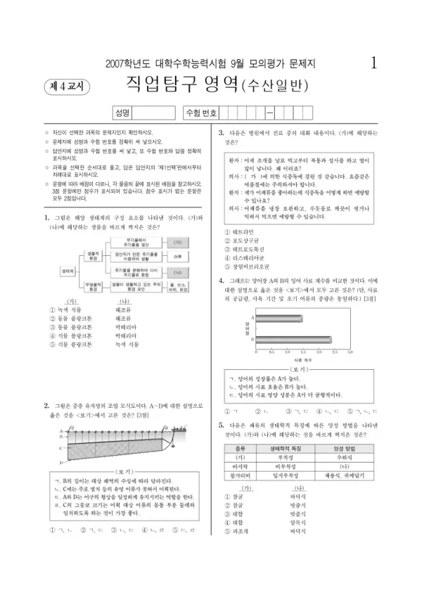 2007학년도 9월 모평(평가원) 수산일반