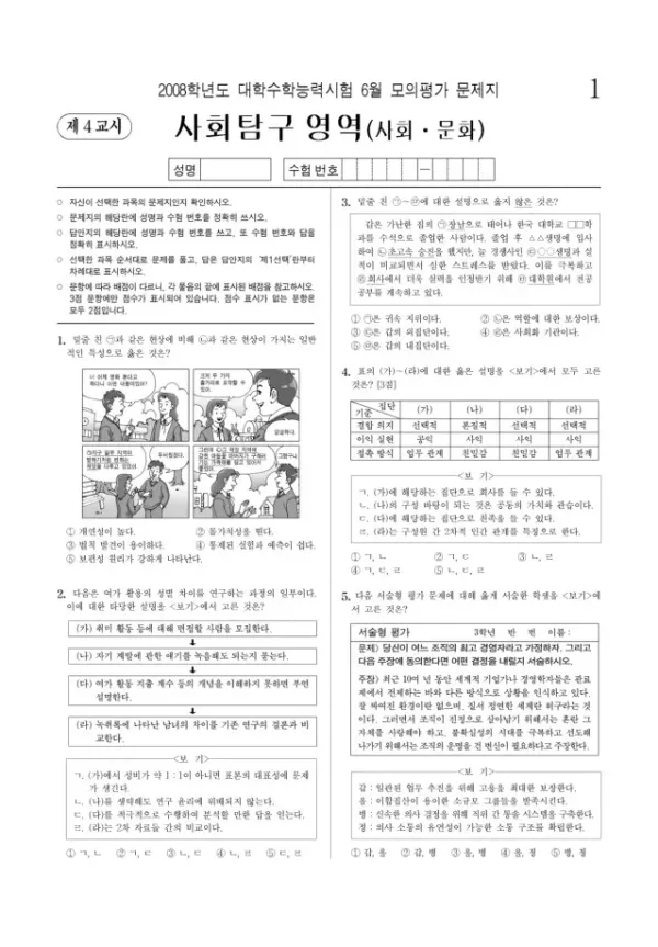 2008학년도 6월 모평(평가원) 사회문화