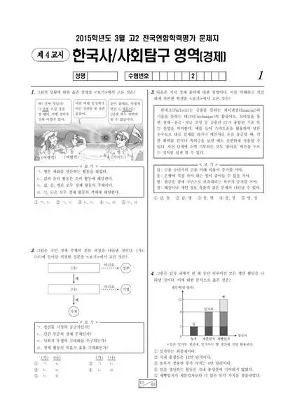 2015년 3월 고2 사회탐구 경제