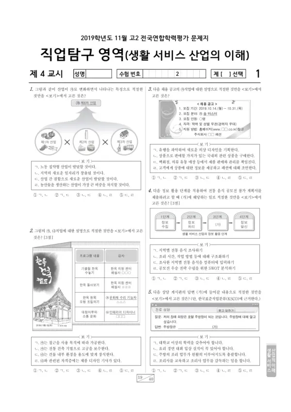 2019년 11월 고2 학평(경기) 생활 서비스 산업의 이해