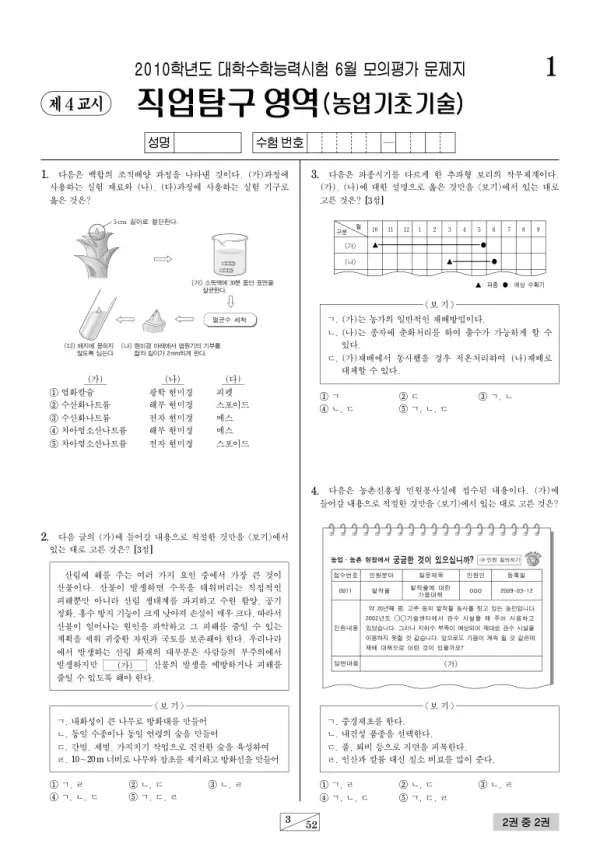2010학년도 6월 모평(평가원) 농업기초기술