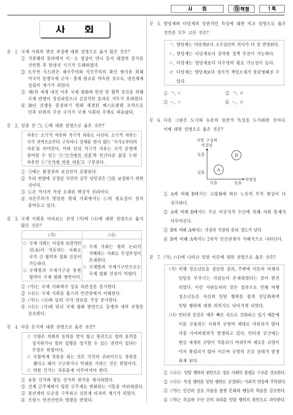 2017년 국가공무원 9급 사회 (마)