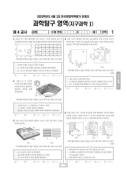 2023년 4월 고3 과학탐구 지구과학 I 썸네일 이미지