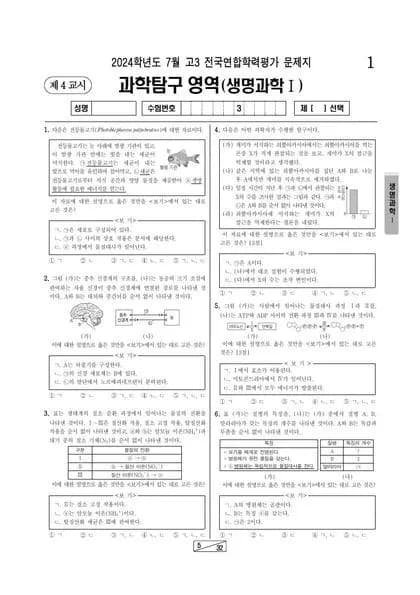 2024년 7월 고3 과학탐구 생명과학 I 썸네일 이미지