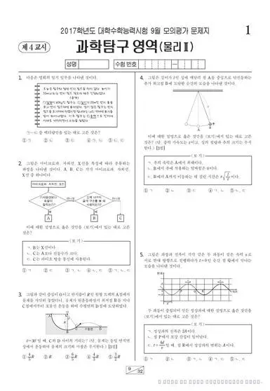 2016년 9월 고3 과학탐구