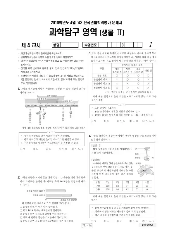 2010년 4월 고3 학평(경기) 생명과학II