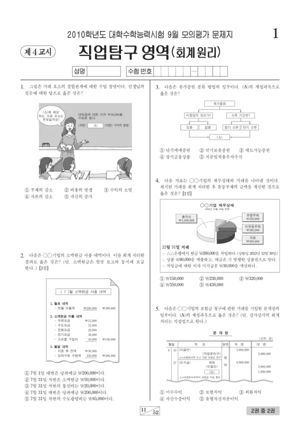 2010학년도 9월 모평(평가원) 회계원리