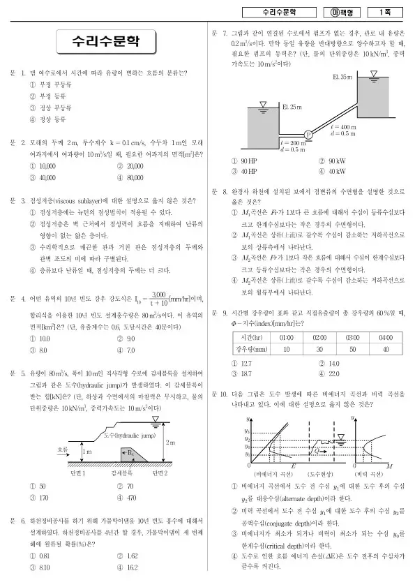 2018년 국가공무원 7급 수리수문학 (마)
