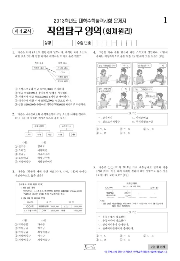 2013학년도 수능 회계원리