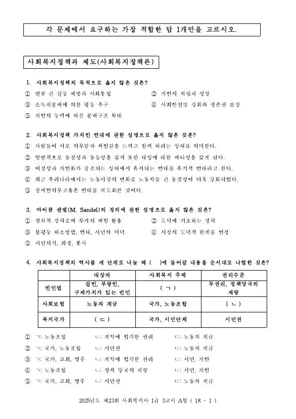 2025년 제23회 사회복지사 1급 3교시