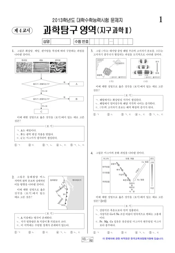 2013학년도 수능 지구과학II
