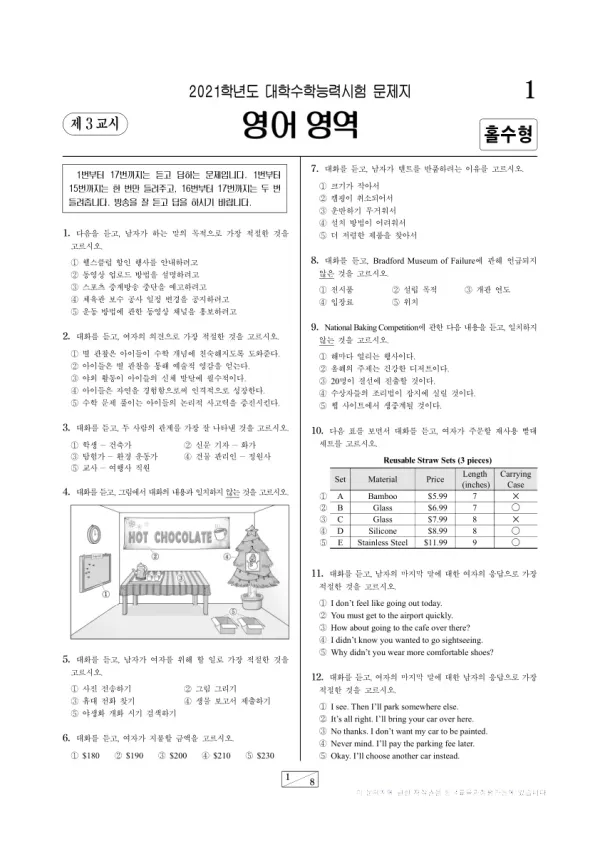 2021학년도 수능 영어