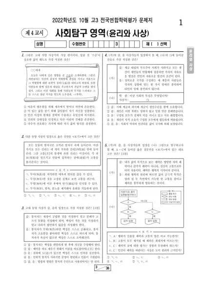 2022년 10월 고3 사회탐구 윤리와 사상 썸네일 이미지