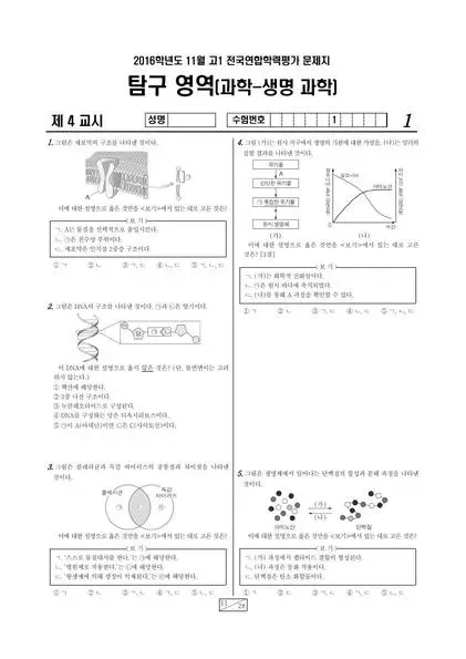 2016년 11월 고1 과학탐구 생명과학
