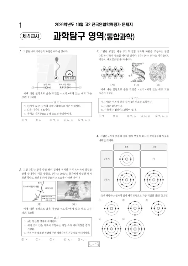 2026년 고2 10월 학평(경기) 통합과학