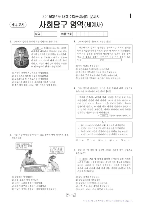 2015학년도 수능 세계사