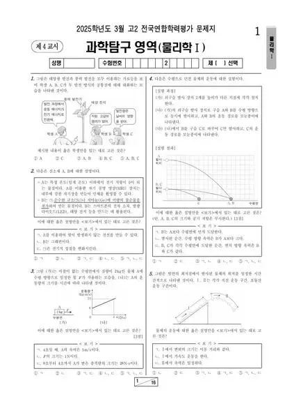 2025년 3월 고2 과학탐구 물리학 I