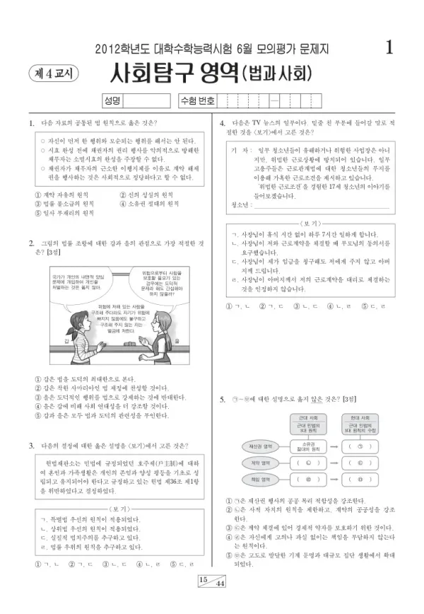 2012학년도 6월 모평(평가원) 법과사회