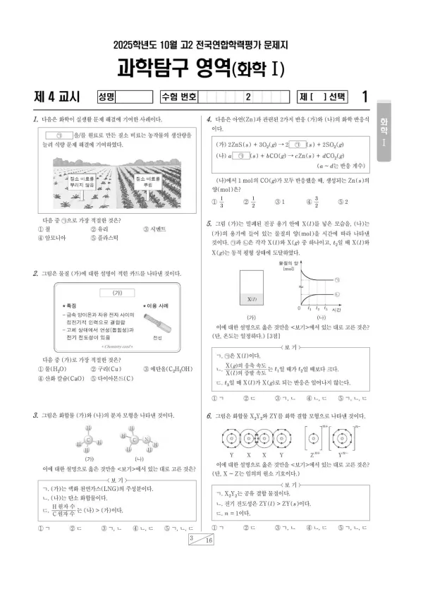 2025년 10월 고2 화학 I
