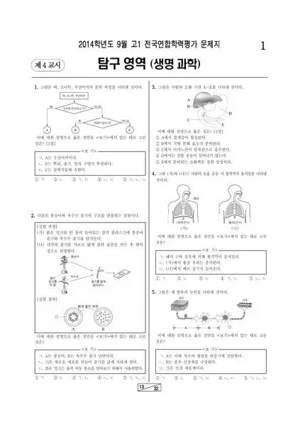 2014년 9월 고1 과학탐구 생명과학 I