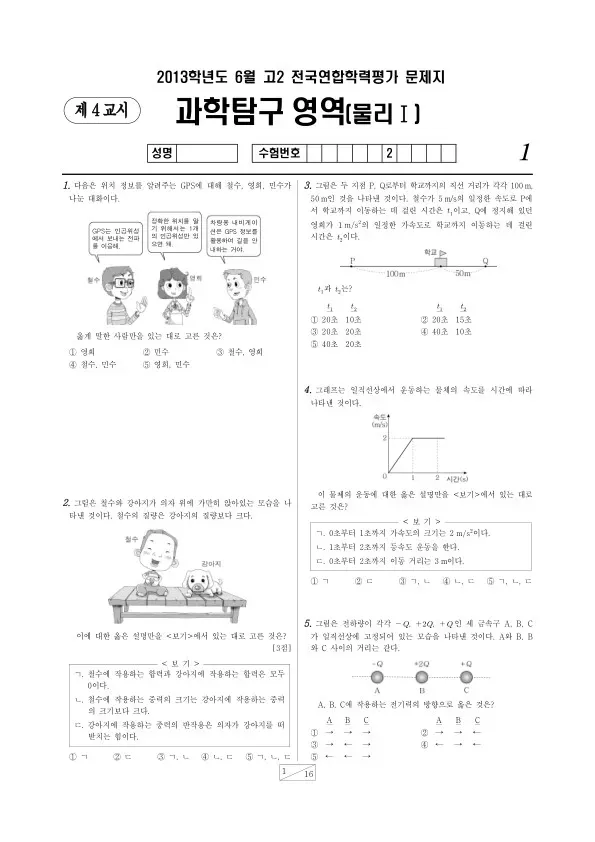 2013년 6월 고2 학평(서울) 물리I