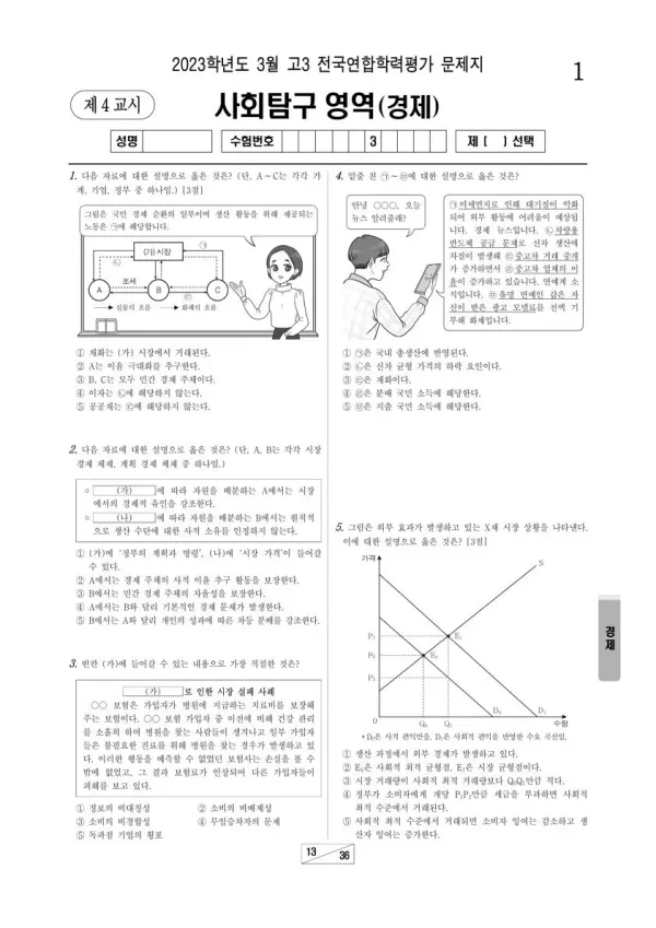 2023년 3월 고3 사회탐구 경제