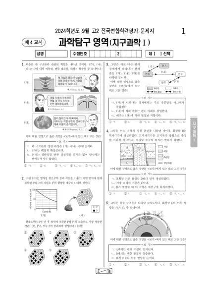 2024년 9월 고2 과학탐구 지구과학I 썸네일 이미지