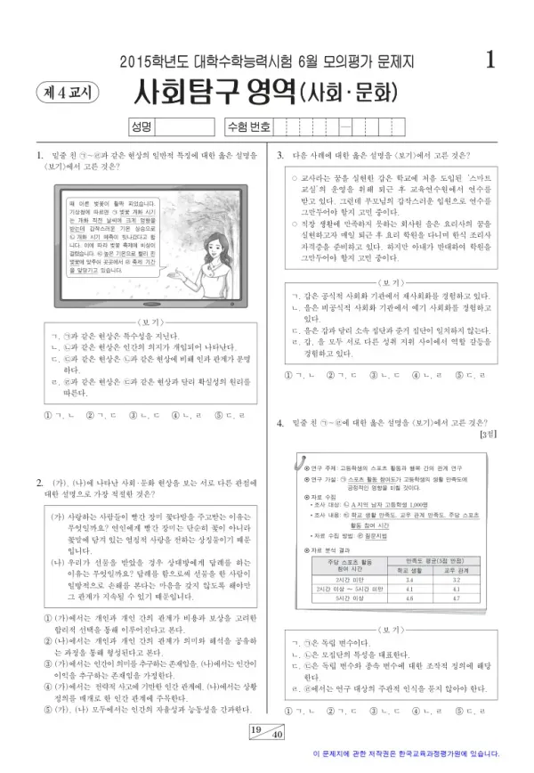 2015학년도 6월 모평(평가원) 사회문화