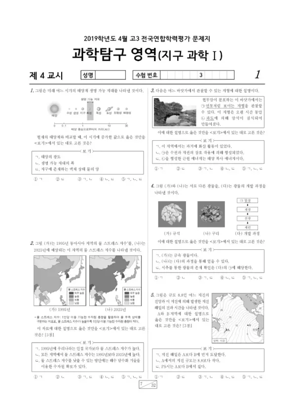 2019년 4월 고3 학평(경기) 지구과학I