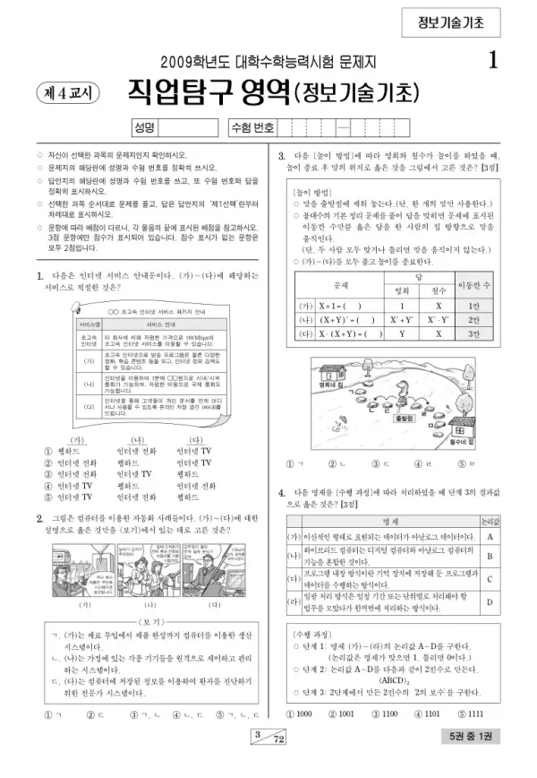 2009학년도 수능 정보기술기초