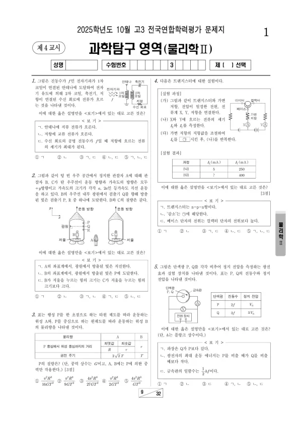 2025년 10월 고3 물리학 II