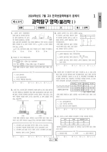 2024년 7월 고3 과학탐구 물리학 I