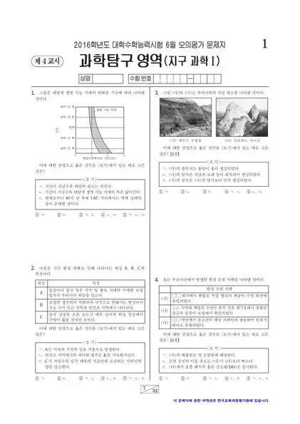 2016년 6월 고3 과학탐구 지구과학 I