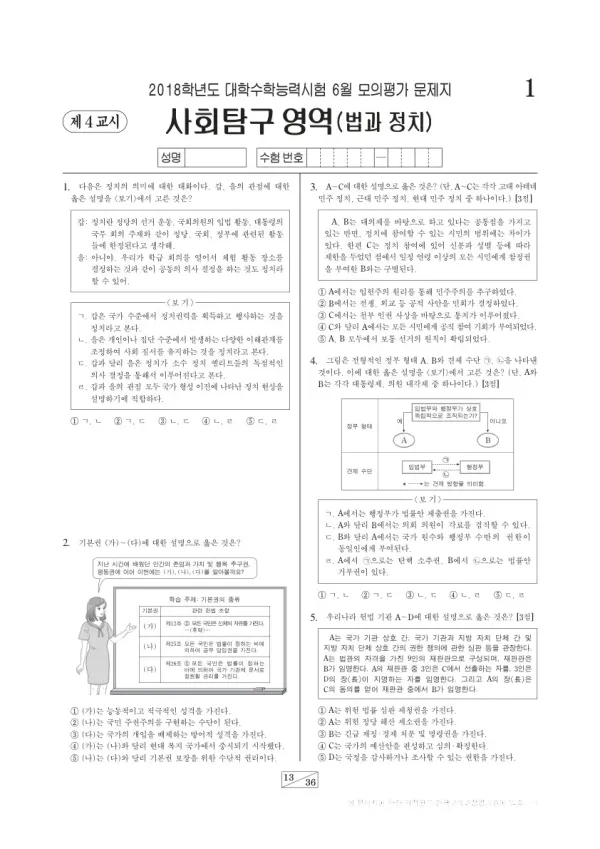 2018학년도 6월 모평(평가원) 법과정치