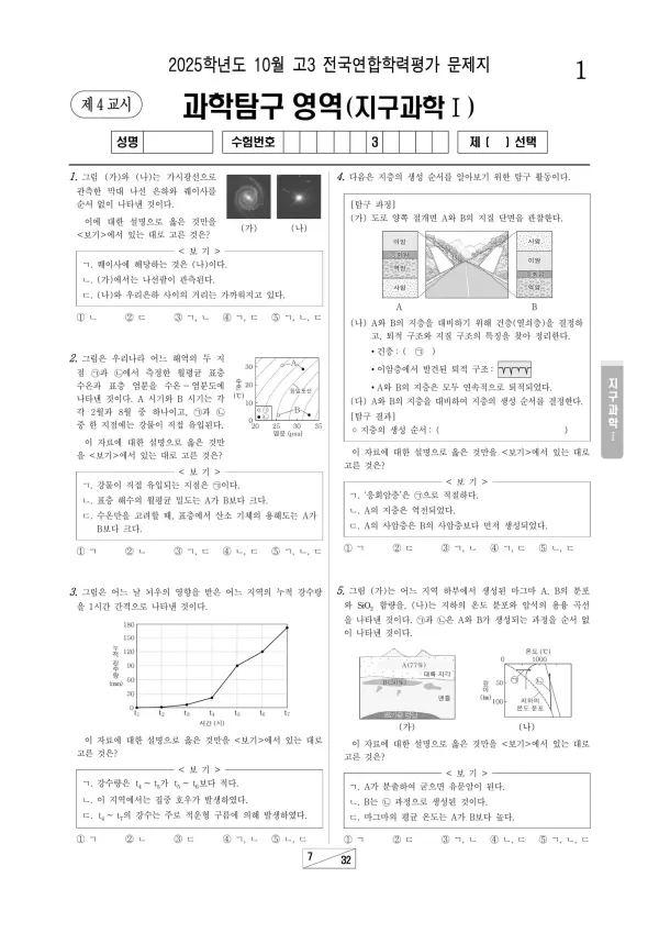 2025년 10월 고3 지구과학 I