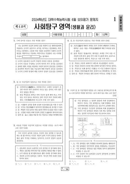 2024년 6월 고3 사회탐구 생활과 윤리 썸네일 이미지