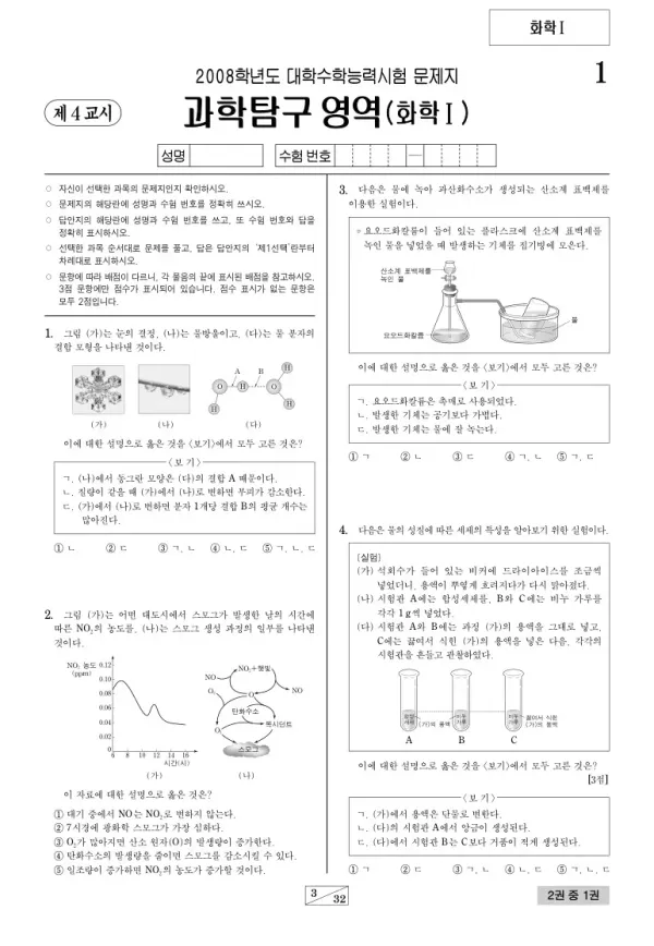 2008학년도 수능 화학I