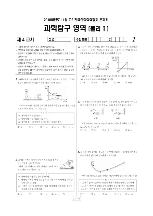 2010년 11월 고2 학평(경기) 물리I