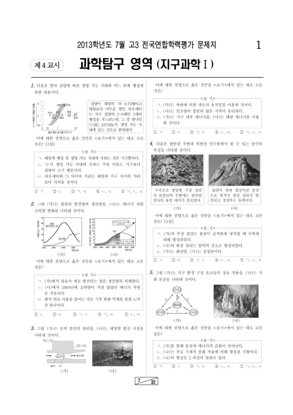 2013년 7월 고3 학평(인천) 지구과학I