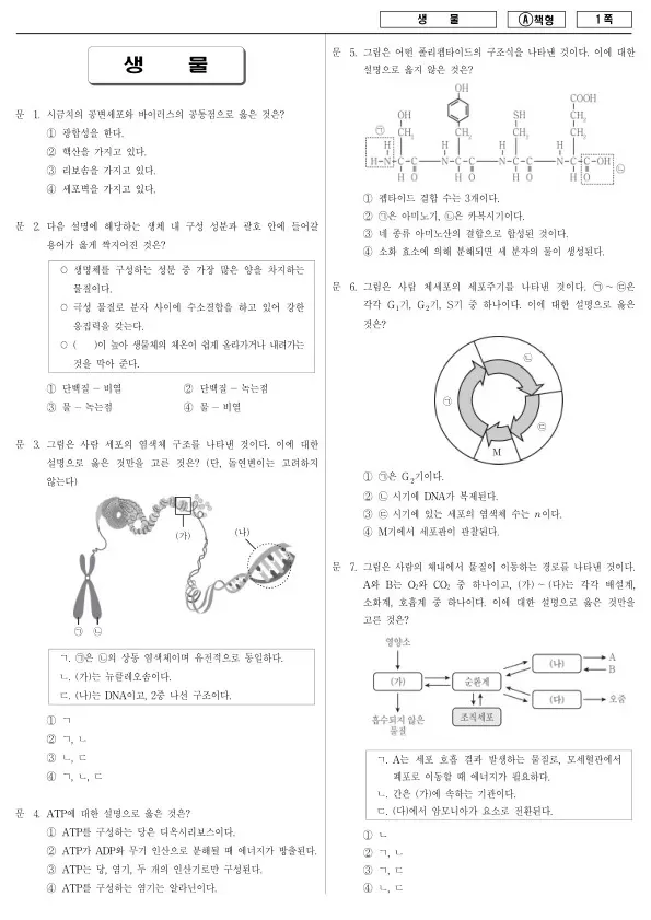 2016년 제2회 지방공무원 9급 경력경쟁 생물 (A)
