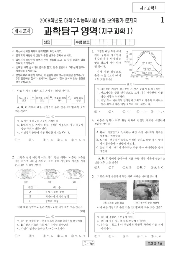 2009학년도 6월 모평(평가원) 지구과학I