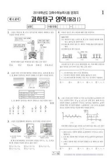 2018학년도 수능 물리 I
