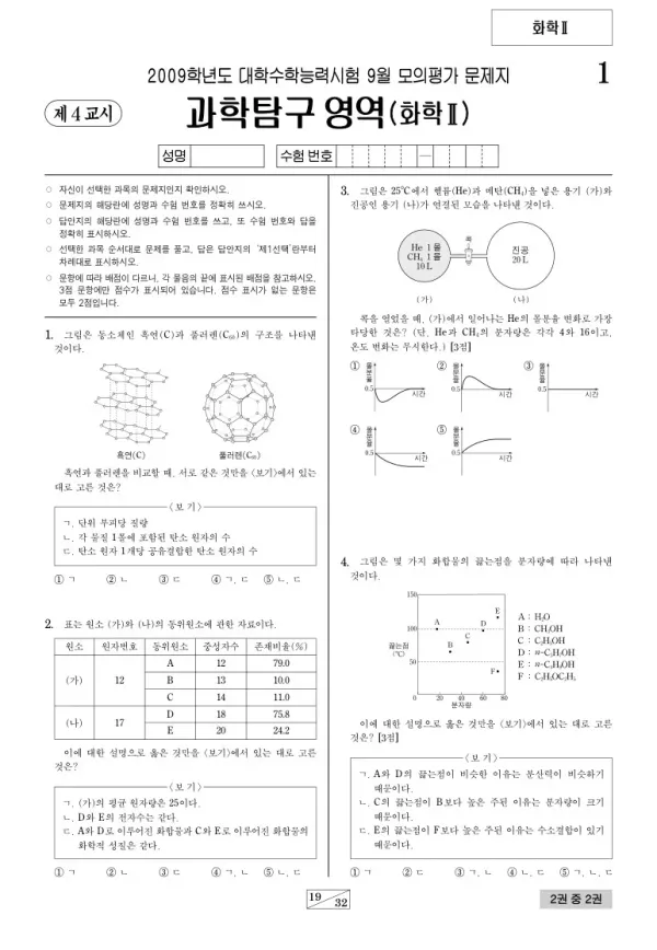 2009학년도 9월 모평(평가원) 화학II