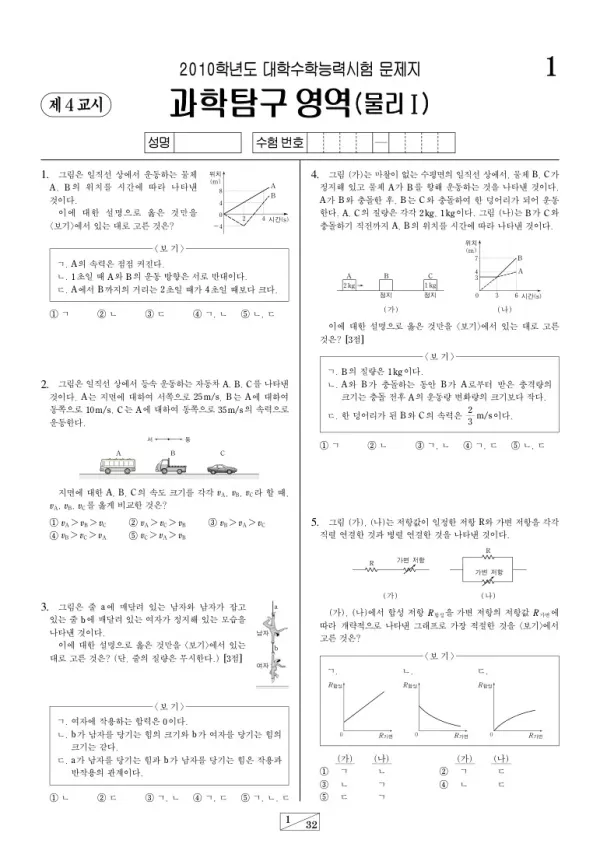 2010학년도 수능 물리I