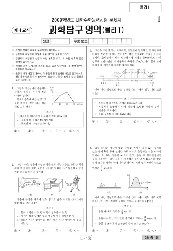 2009학년도 수능 물리I