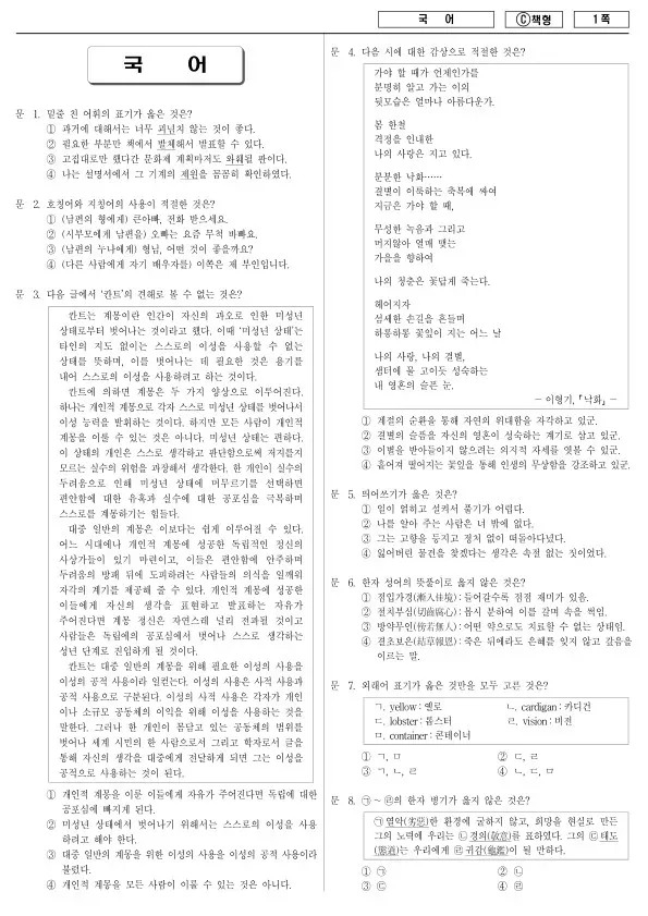 2017년 지방공무원 9급 국어 (C)