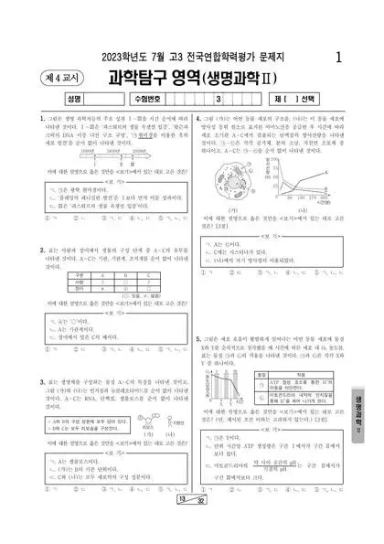 2023년 7월 고3 과학탐구 생명과학 II