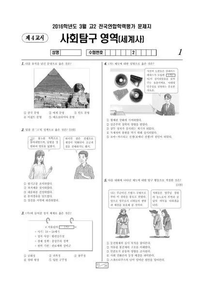 2016년 3월 고2 사회탐구 세계사