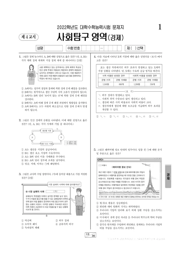 2022학년도 수능 경제