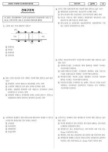 2023년 국가공무원 7급 2차 건축구조학 (가)